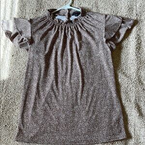 Brown Polka Dot Short Sleeve Dress